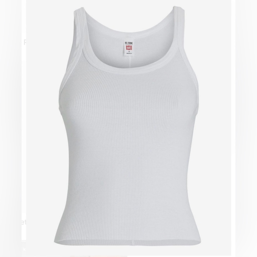 Re/Done x Hanes Cropped Ribbed Cotton Tank Top Size Small